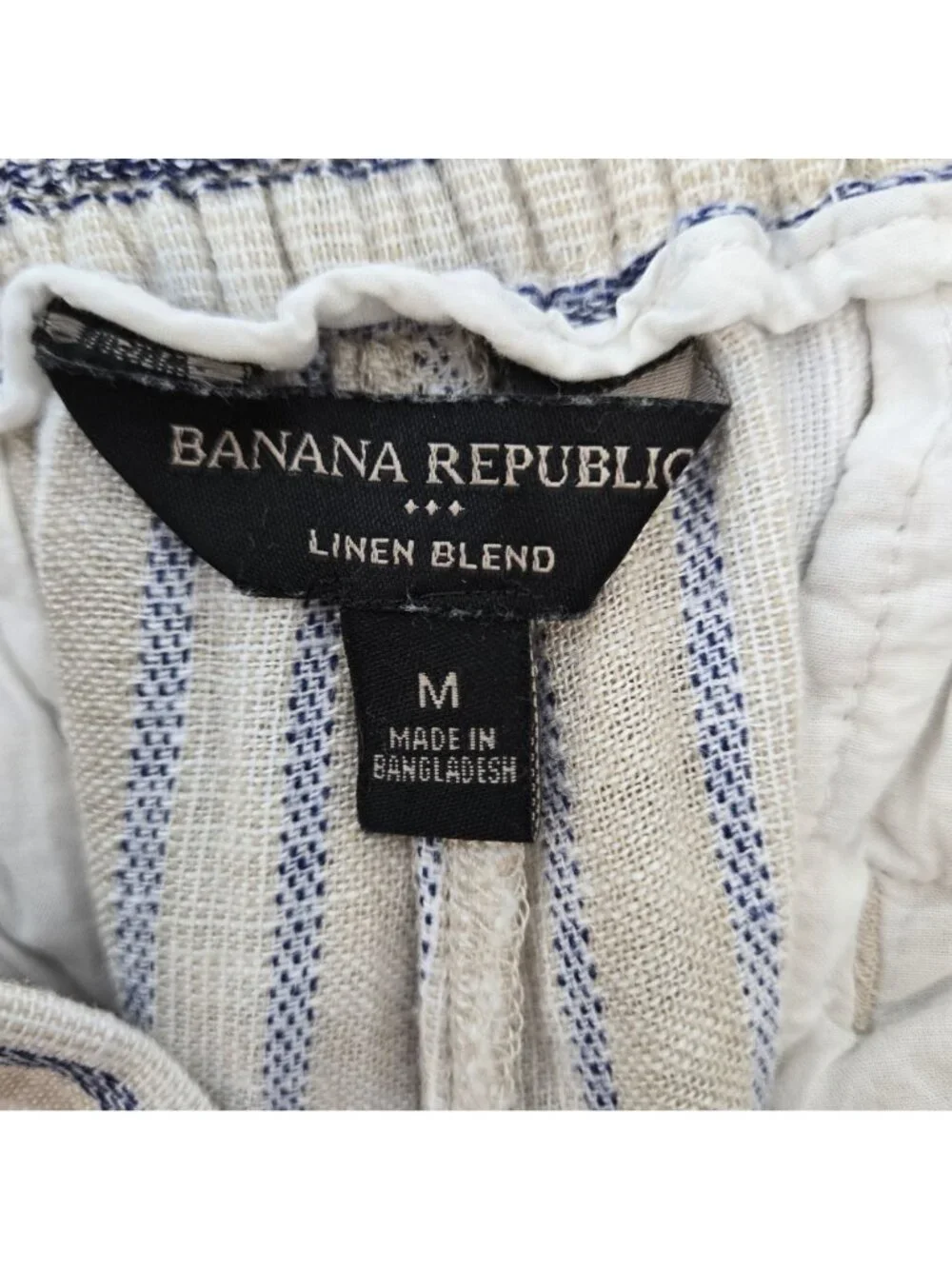 Banana Republic Linen Blend Striped Wide Leg Crop Pants Size Medium